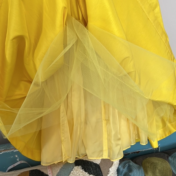 Vintage Sailor Dress Rockabilly A Line Yellow & Black Tulle Underskirt Lined - Picture 9 of 14